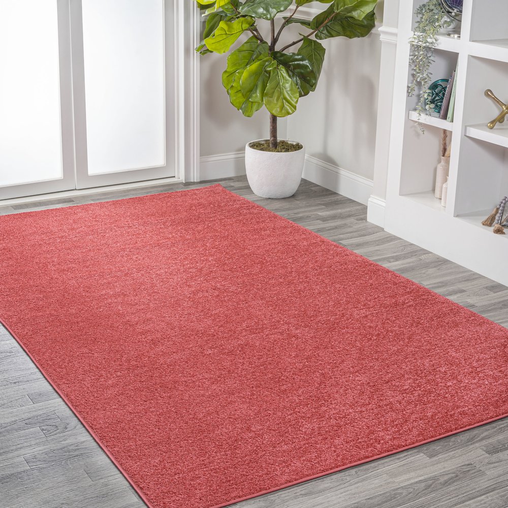 Haze Solid Low Pile Area Rug Red. Picture 17