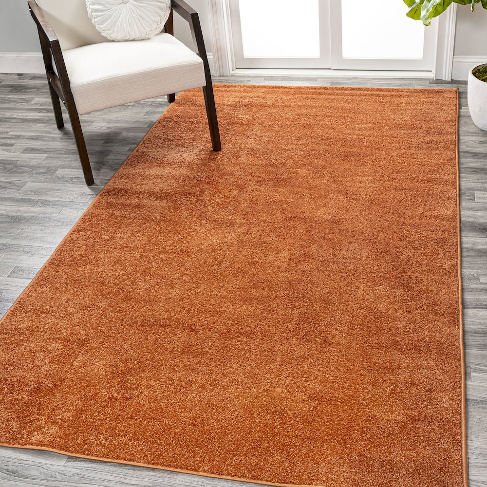 Haze Solid Low Pile Area Rug Orange. Picture 14
