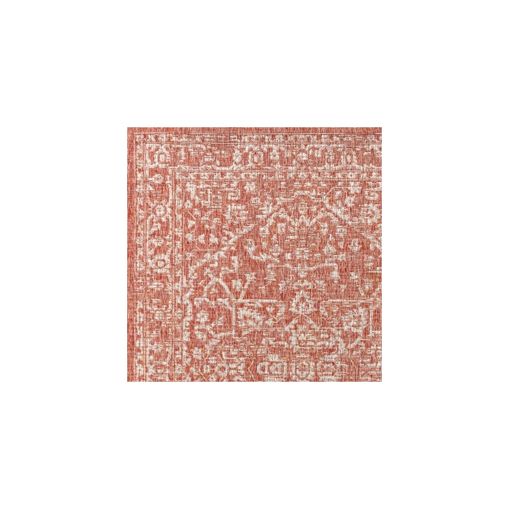Malta Bohemian Medallion TetuWeave Red/Taupe   Indoor/Outdoor  Rug. Picture 3