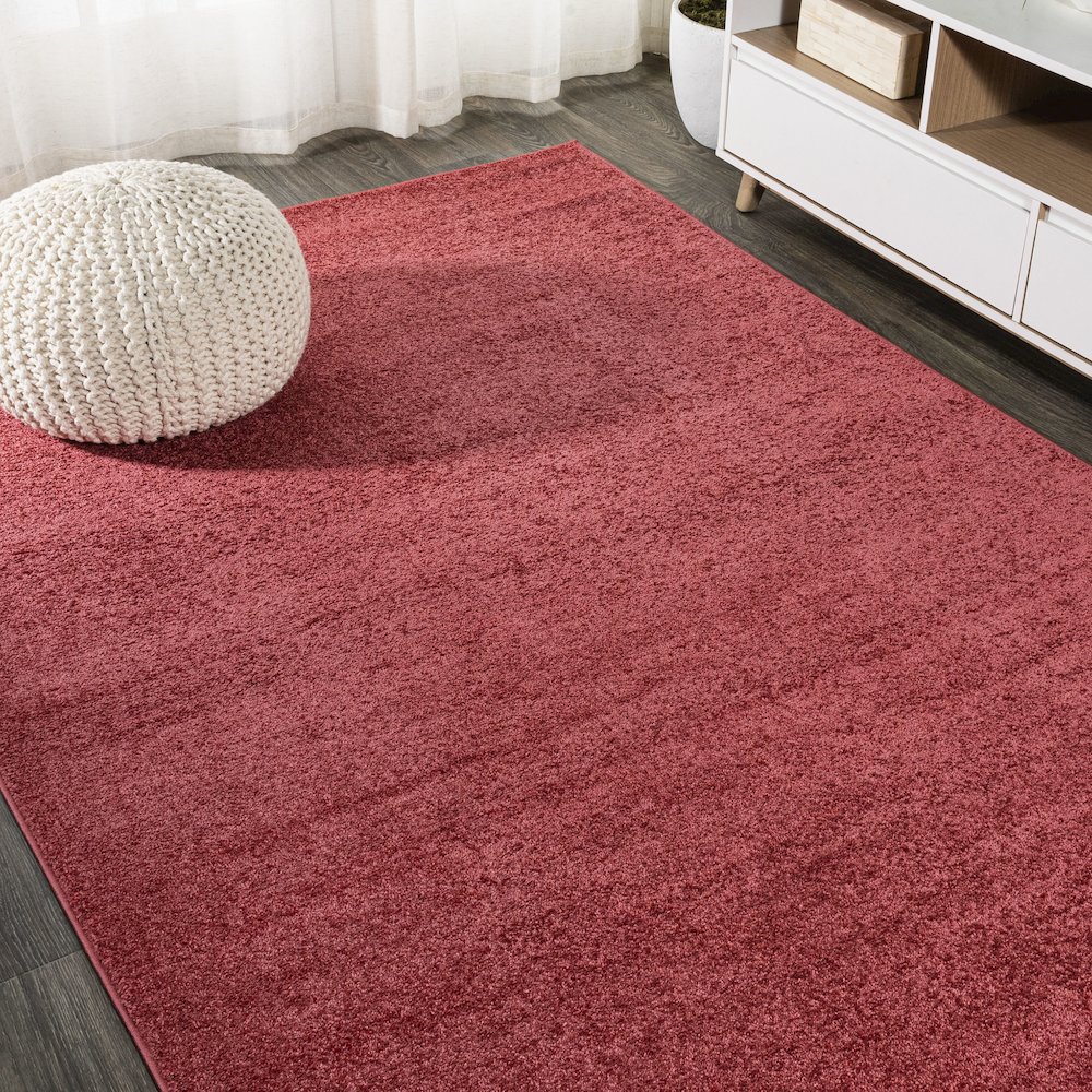 Haze Solid Low Pile Area Rug Red. Picture 24