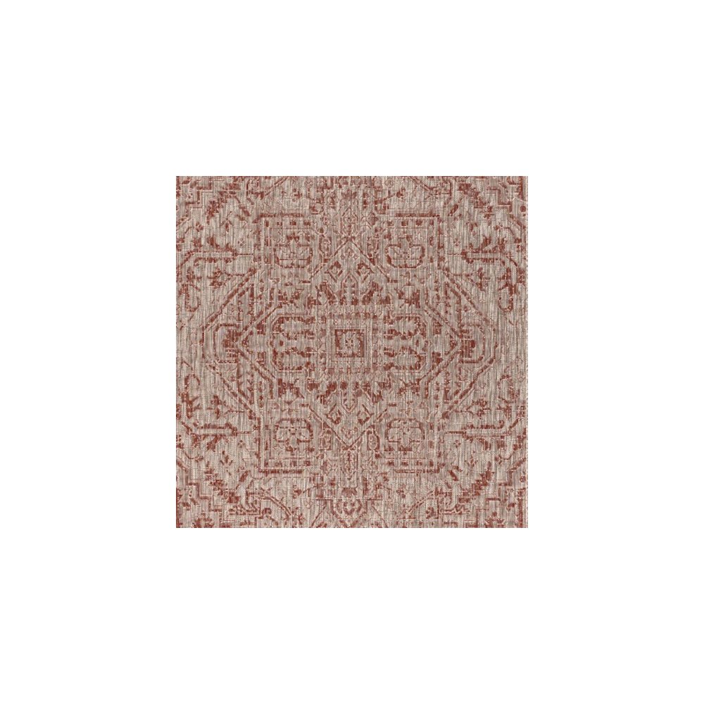 Estrella Bohemian Medallion TetuWeave Red/Taupe   Indoor/Outdoor  Rug. Picture 3