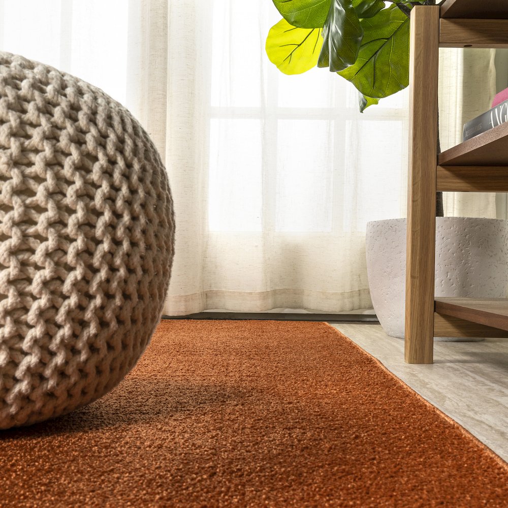 Haze Solid Low Pile Area Rug Orange. Picture 14