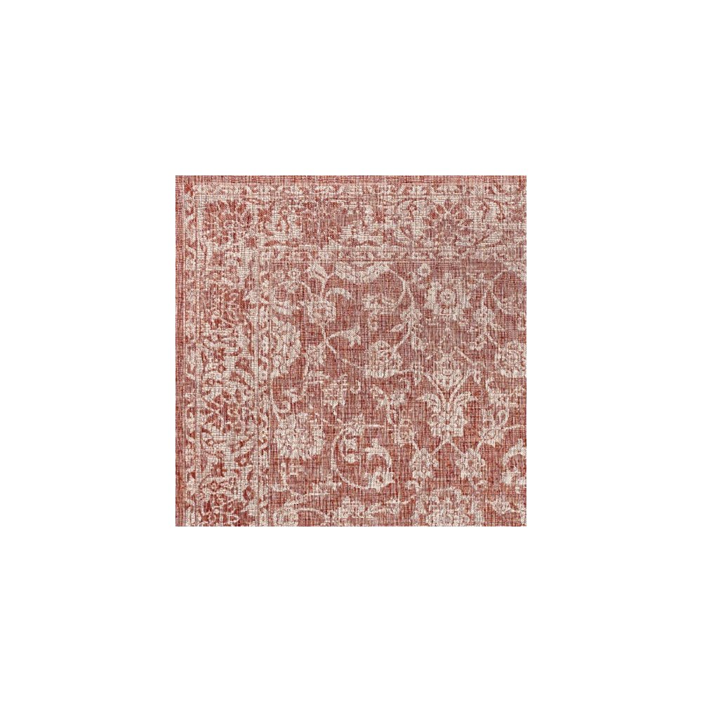 Tela Bohemian TetuWeave Floral Red/Taupe   Indoor/Outdoor  Rug. Picture 4