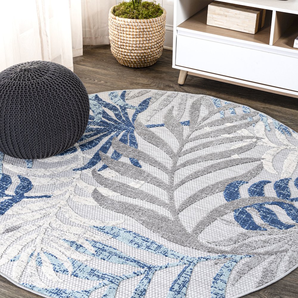 Tropics Palm Leaves Indoor/Outdoor Area Rug. Picture 2