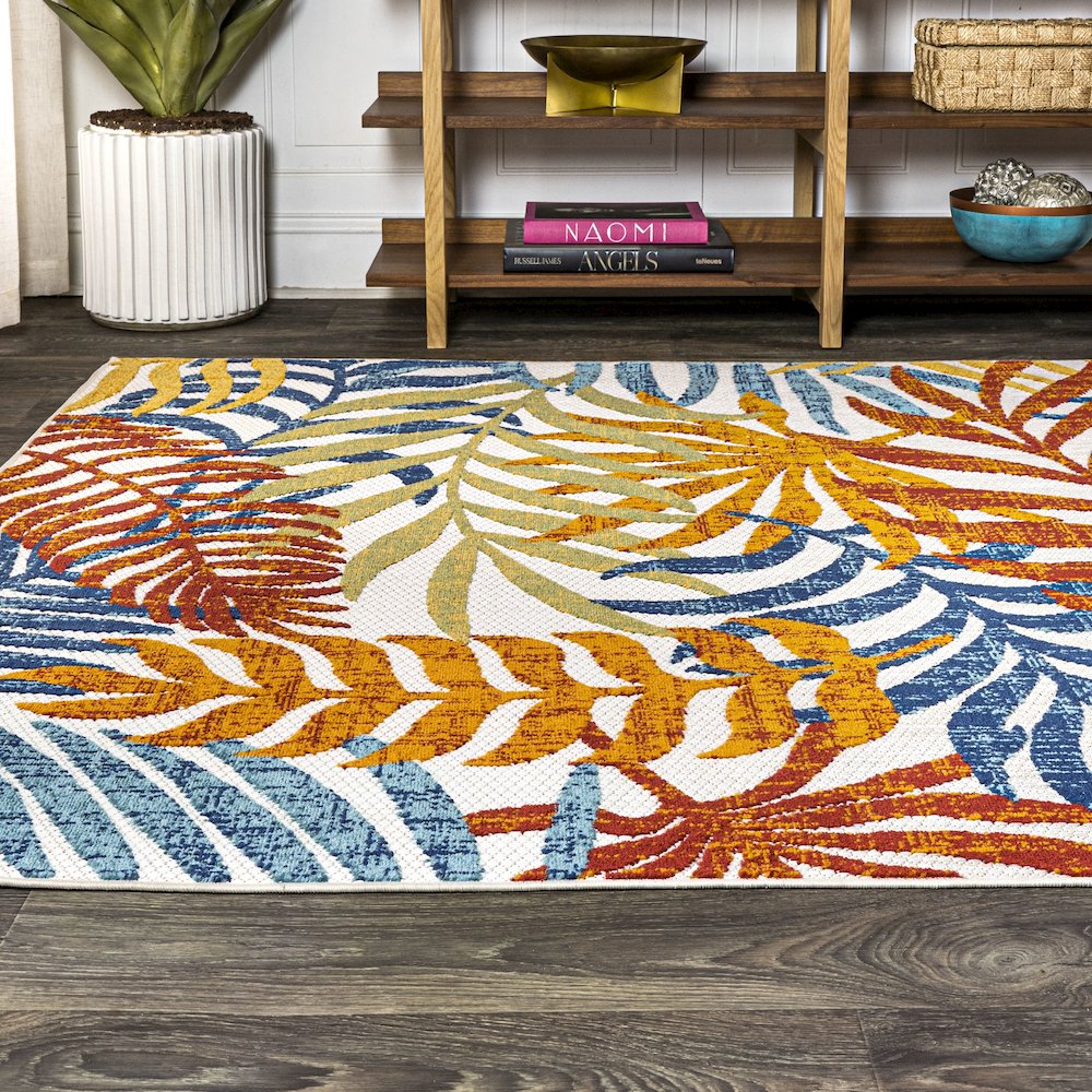 Tropics Palm Leaves Indoor/Outdoor Area Rug. Picture 3