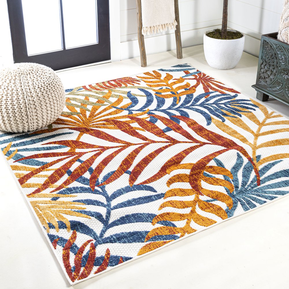 Tropics Palm Leaves Indoor/Outdoor Area Rug. Picture 2