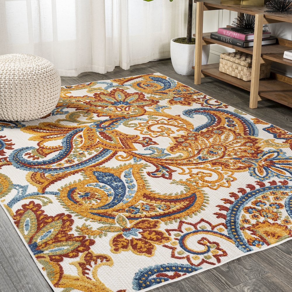 Gordes Paisley High-Low Indoor/Outdoor Area Rug. Picture 2