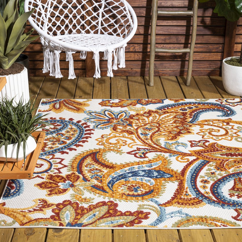 Gordes Paisley High-Low Indoor/Outdoor Area Rug. Picture 7