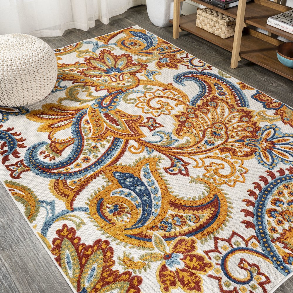 Gordes Paisley High-Low Indoor/Outdoor Area Rug. Picture 4