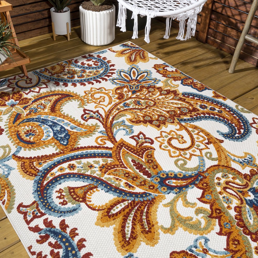 Gordes Paisley High-Low Indoor/Outdoor Area Rug. Picture 8