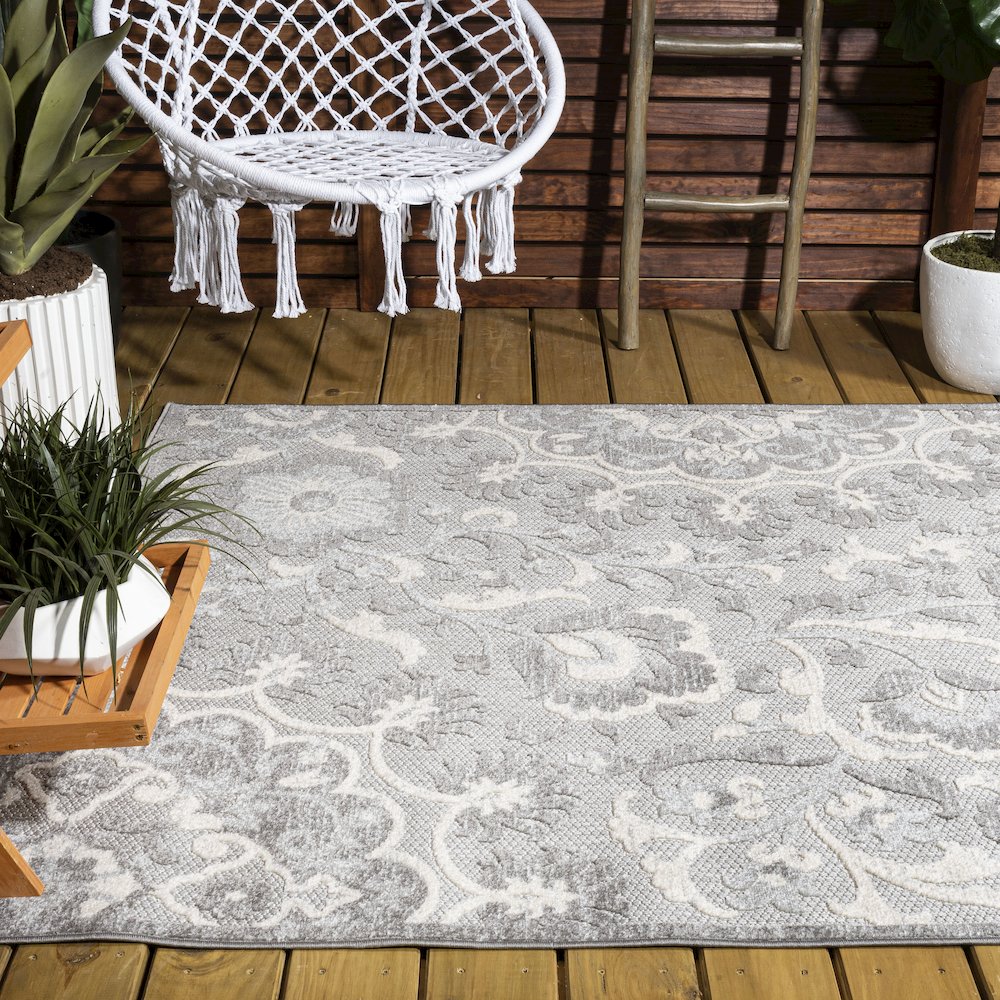 Lucena Modern Medallion High-Low Indoor/Outdoor Area Rug. Picture 7