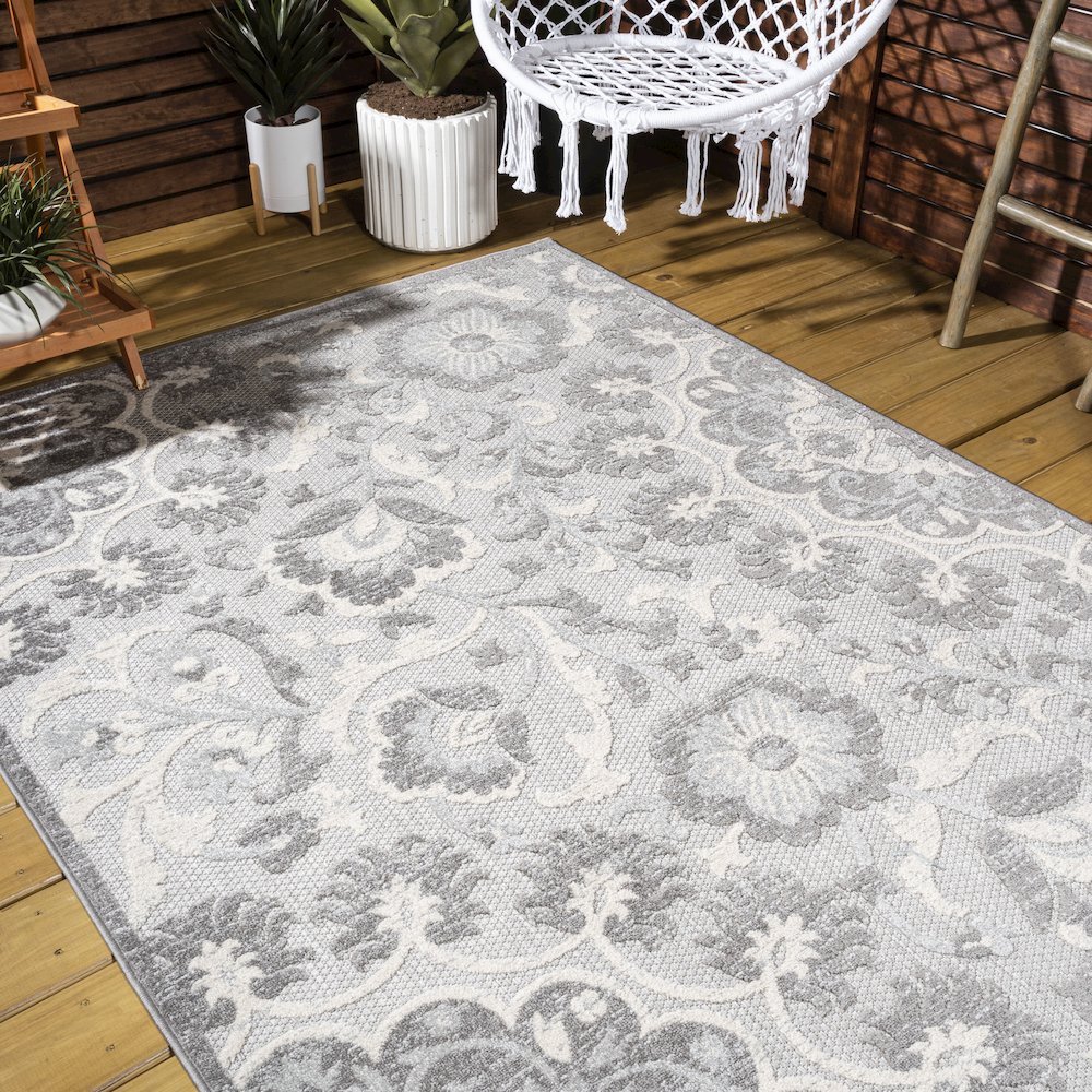 Lucena Modern Medallion High-Low Indoor/Outdoor Area Rug. Picture 8