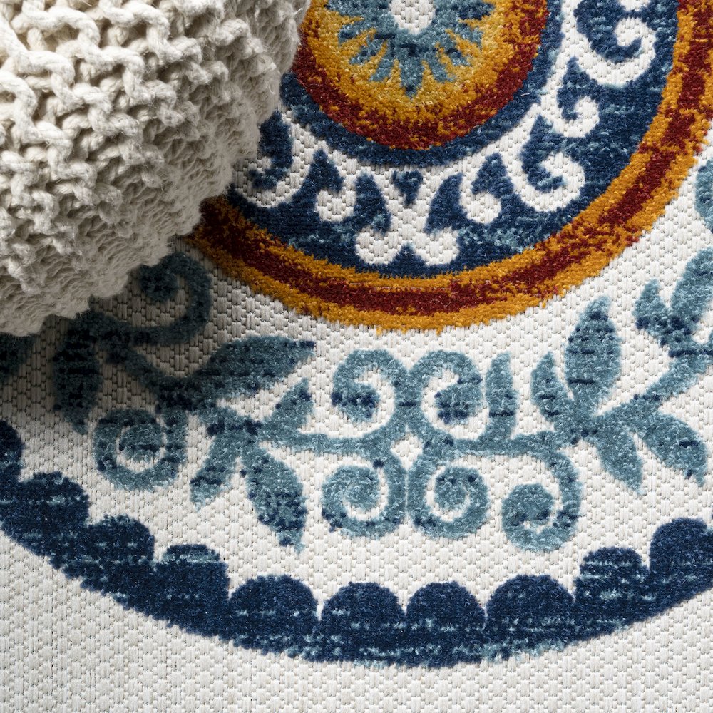 Circus Medallion High-Low Indoor/Outdoor Area Rug. Picture 4