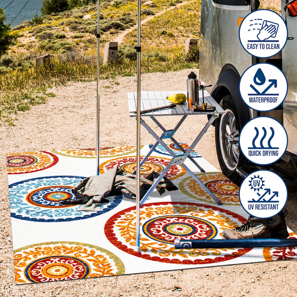 Circus Medallion High-Low Indoor/Outdoor Area Rug. Picture 10