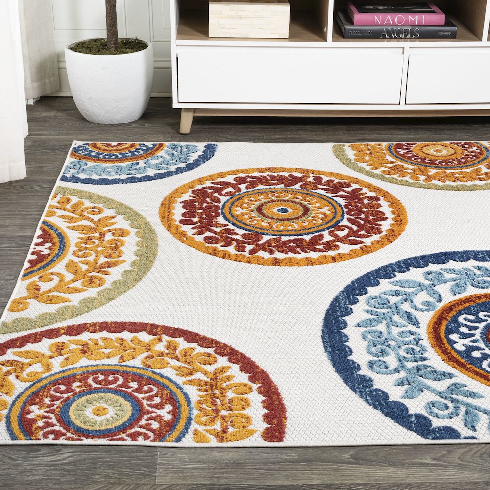 Circus Medallion High-Low Indoor/Outdoor Area Rug. Picture 3