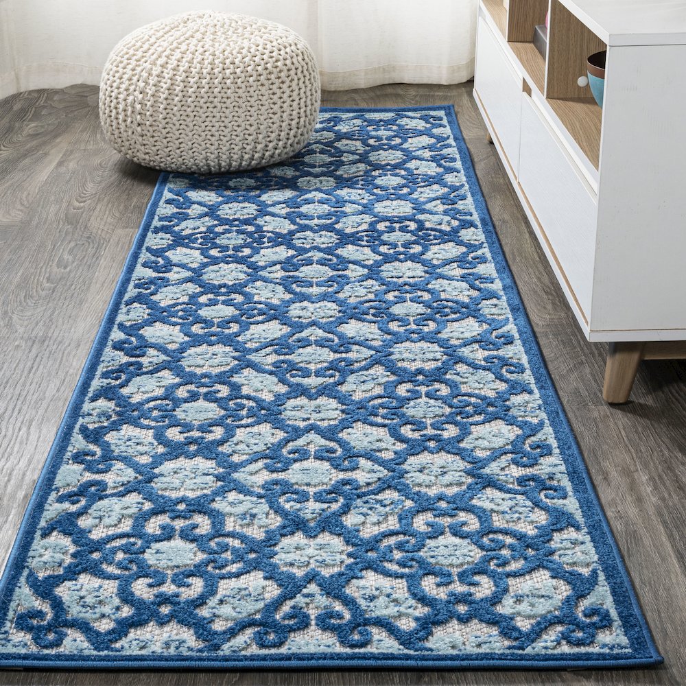 Gallia Tile Trellis High-Low Indoor/Outdoor Area Rug. Picture 2