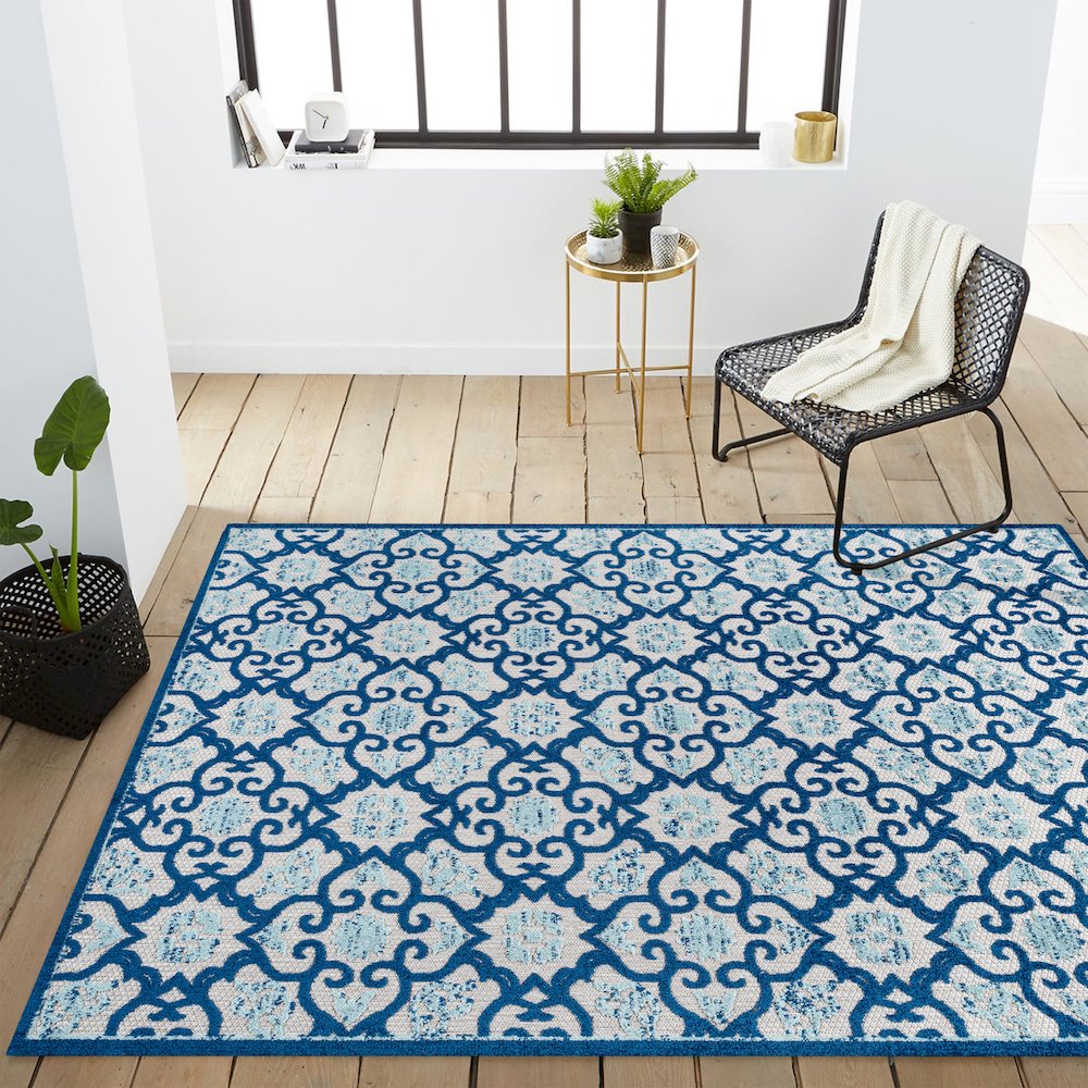 Gallia Tile Trellis High-Low Indoor/Outdoor Area Rug. Picture 15