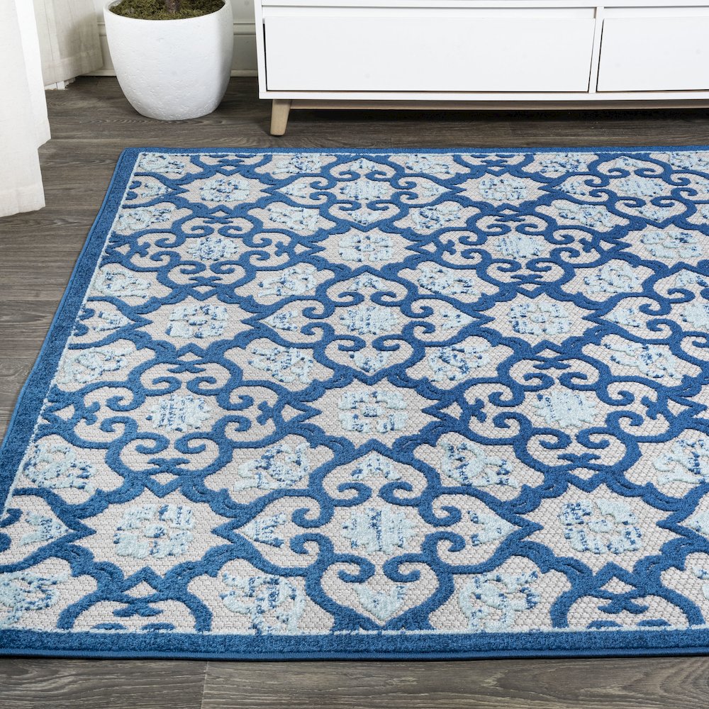 Gallia Tile Trellis High-Low Indoor/Outdoor Area Rug. Picture 3