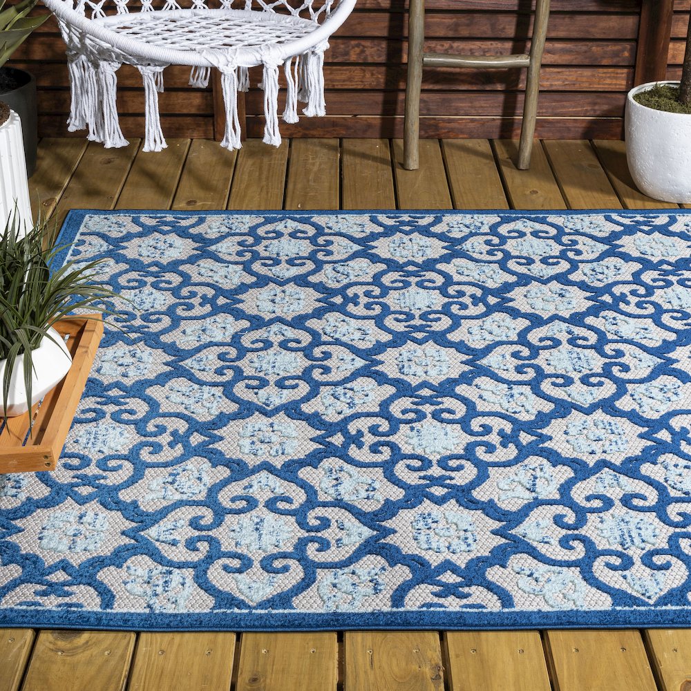 Gallia Tile Trellis High-Low Indoor/Outdoor Area Rug. Picture 7
