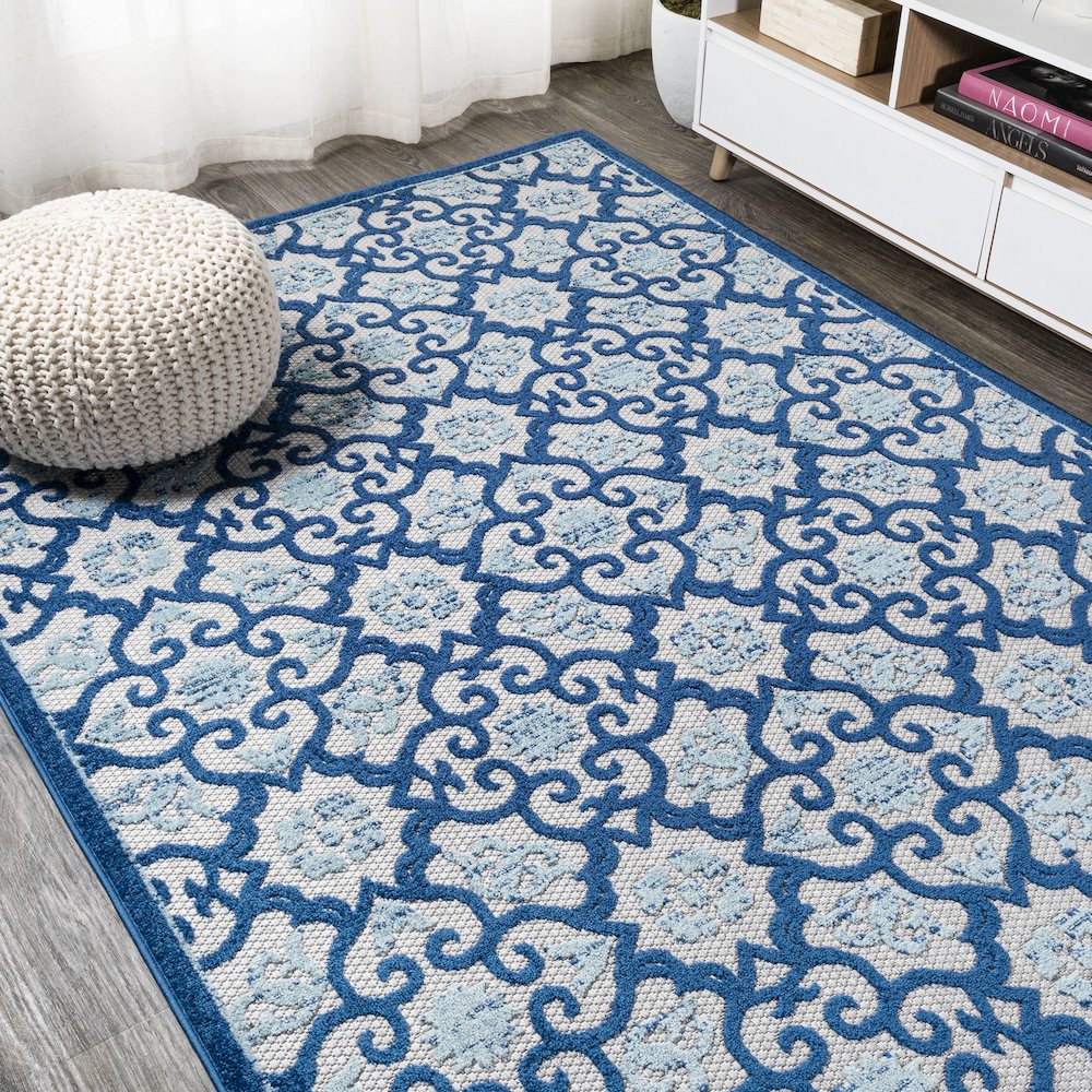 Gallia Tile Trellis High-Low Indoor/Outdoor Area Rug. Picture 4
