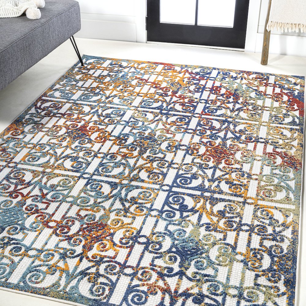 Cetara Ornate Trellis Indoor/Outdoor Area Rug. Picture 2