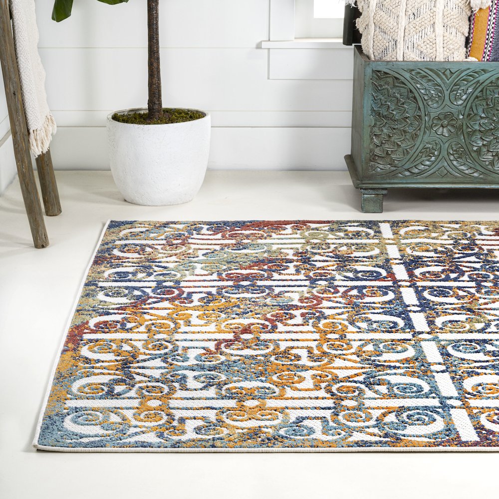 Cetara Ornate Trellis Indoor/Outdoor Area Rug. Picture 3