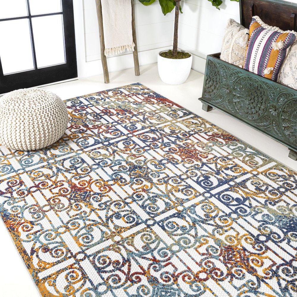 Cetara Ornate Trellis Indoor/Outdoor Area Rug. Picture 4