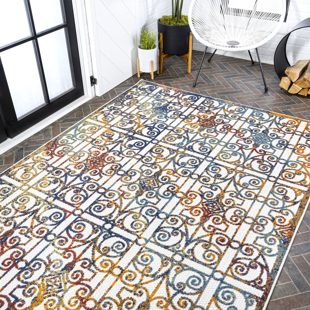 Cetara Ornate Trellis Indoor/Outdoor Area Rug. Picture 8