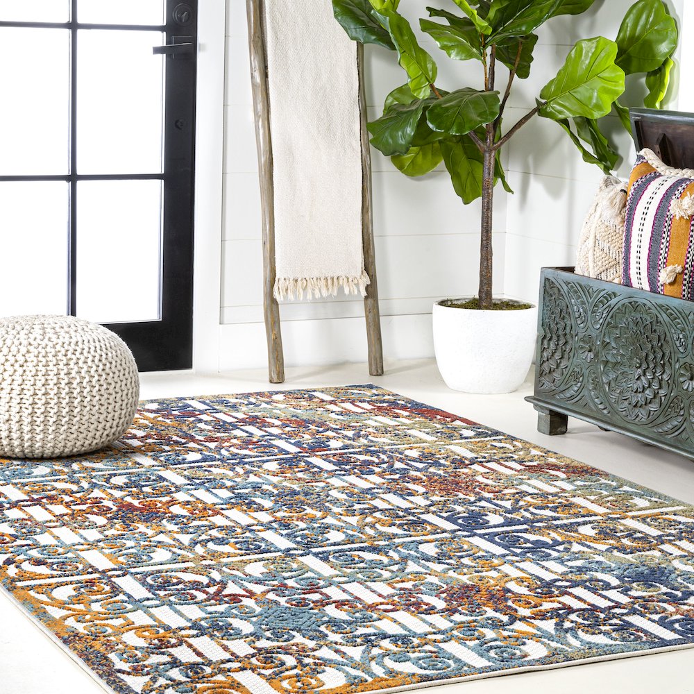 Cetara Ornate Trellis Indoor/Outdoor Area Rug. Picture 5