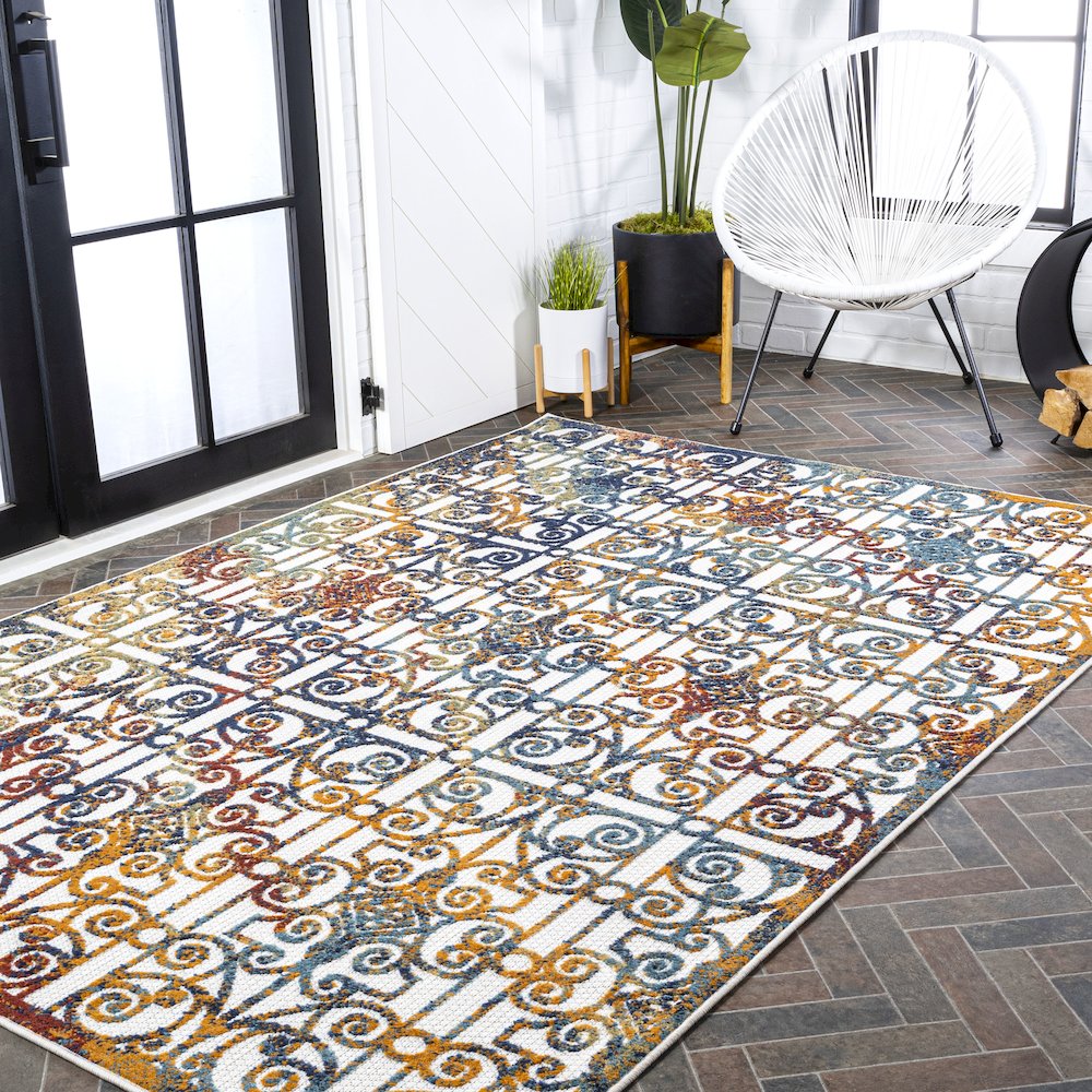 Cetara Ornate Trellis Indoor/Outdoor Area Rug. Picture 9