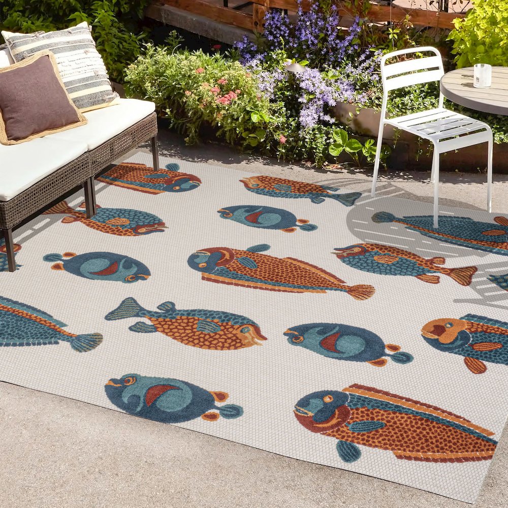 Algarve Modern Fish High-Low Indoor/Outdoor Area Rug. Picture 6