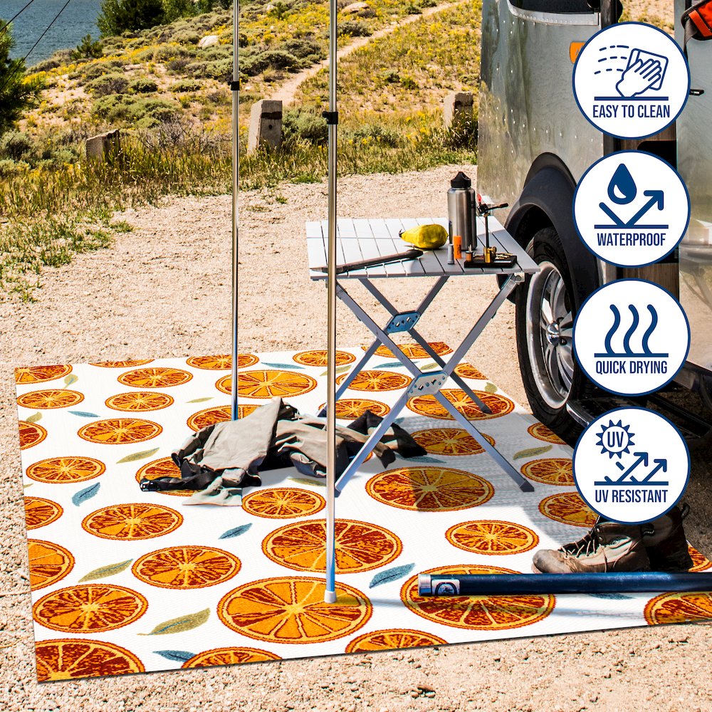 Aranciata Citrus Slice High-Low Indoor/Outdoor Area Rug. Picture 14