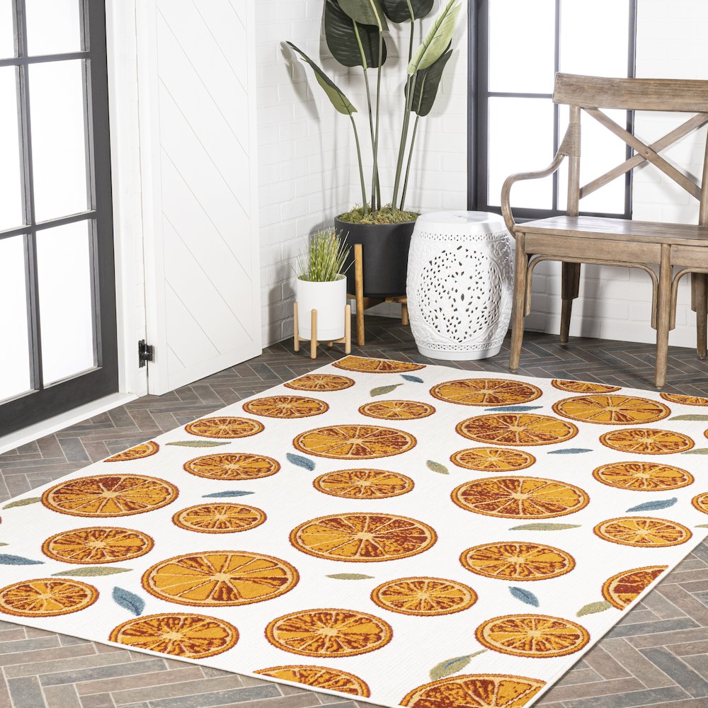 Aranciata Citrus Slice High-Low Indoor/Outdoor Area Rug. Picture 9