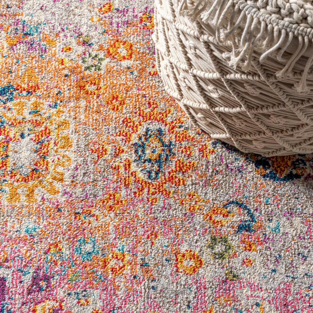 Vibrant Bohemian Flair Boho Vintage Medallion Area Rug. Picture 5