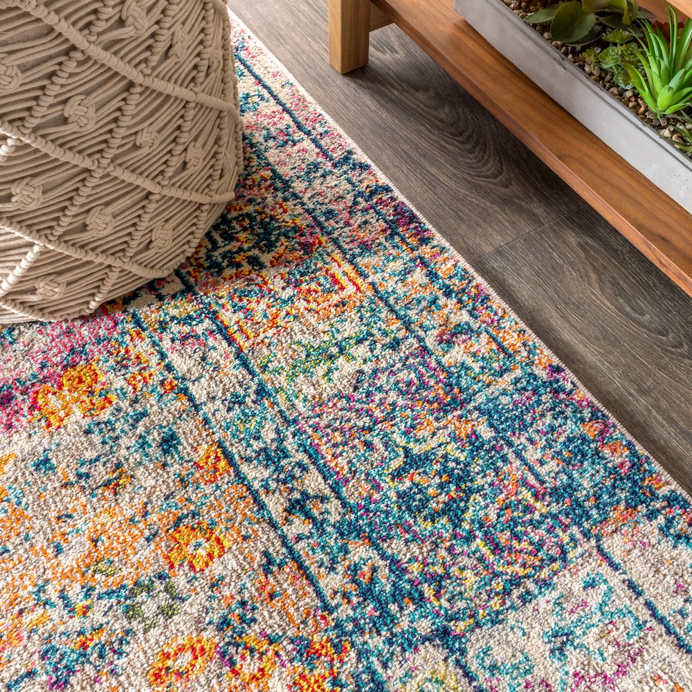 Vibrant Bohemian Flair Boho Vintage Medallion Area Rug. Picture 6