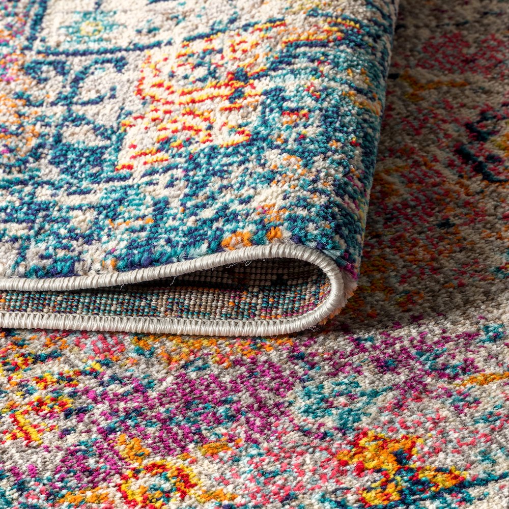 Vibrant Bohemian Flair Boho Vintage Medallion Area Rug. Picture 7