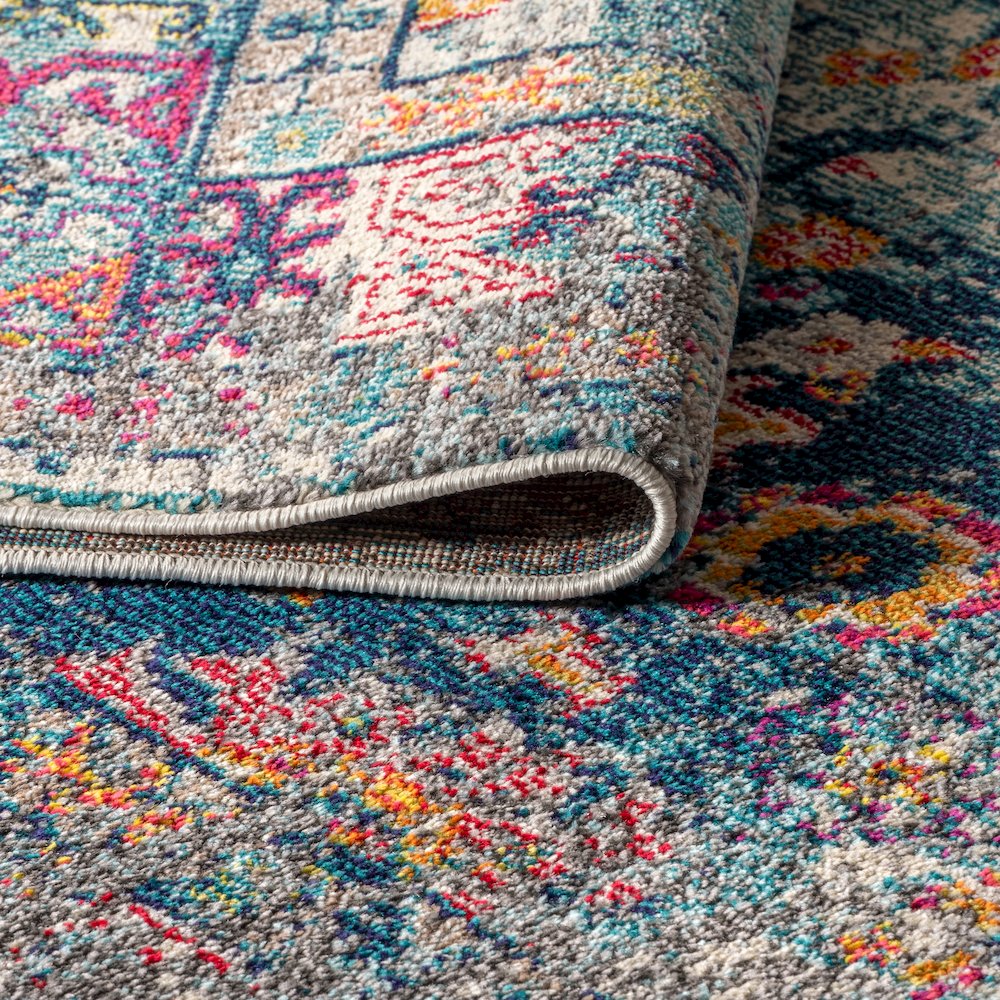 Vibrant Bohemian Flair Boho Vintage Medallion Area Rug. Picture 7