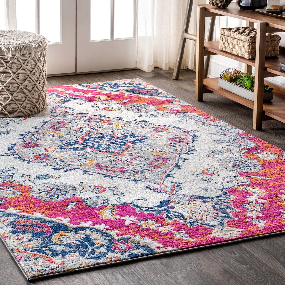 Bright Bohemian Flair Boho Vintage Medallion Area Rug. Picture 2