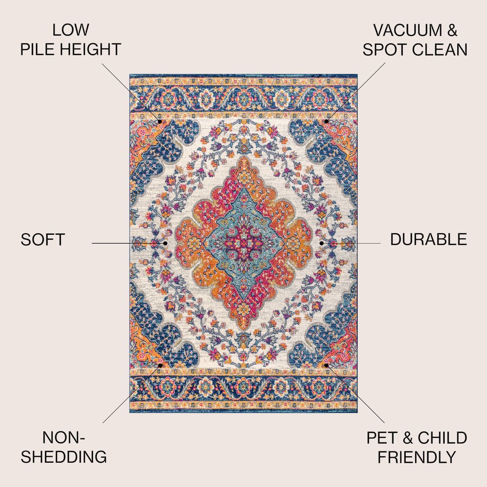 Bohemian Flair Boho Vintage Medallion Area Rug. Picture 4