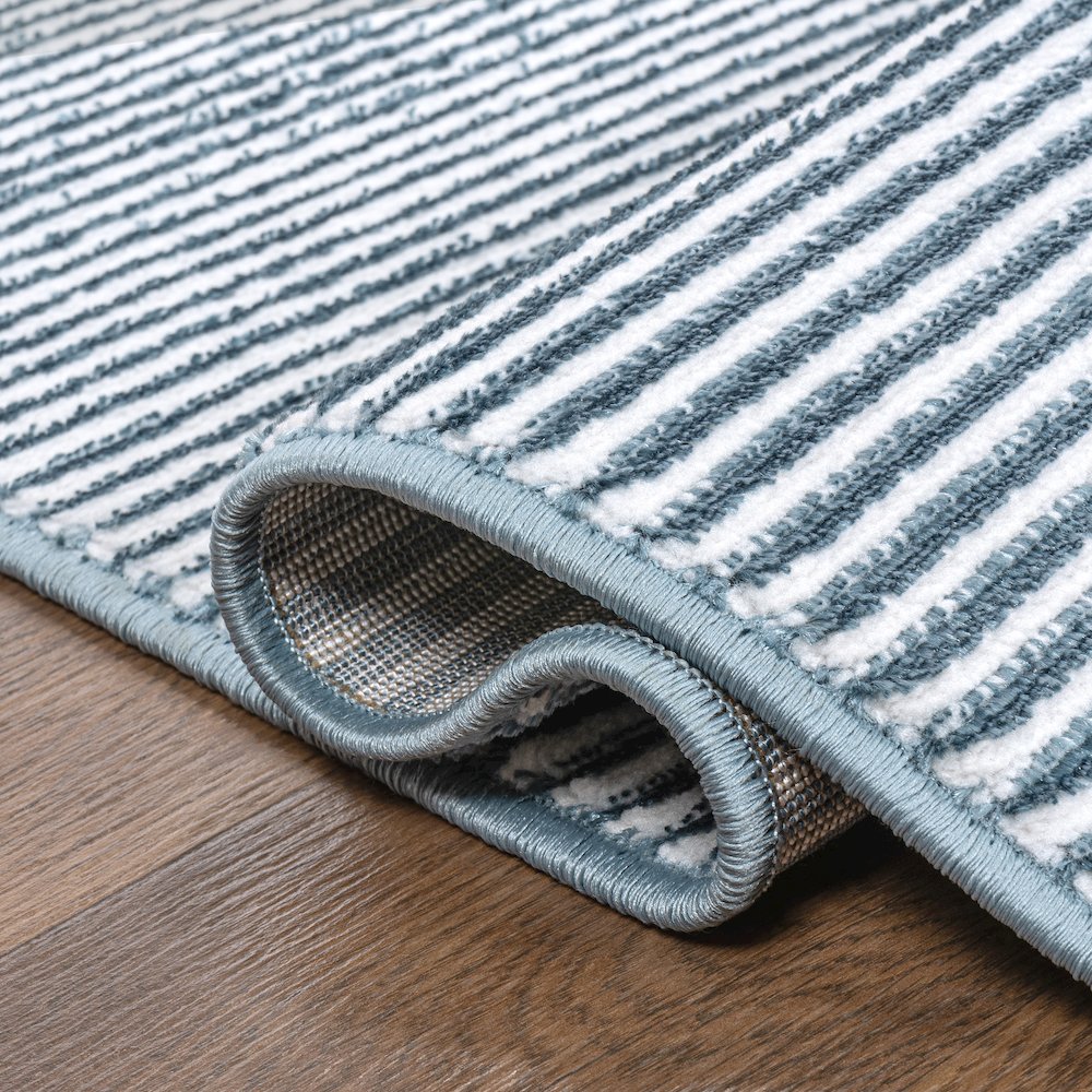 Cole Modern Minimalist Pinstripe High-Low Area Rug. Picture 7