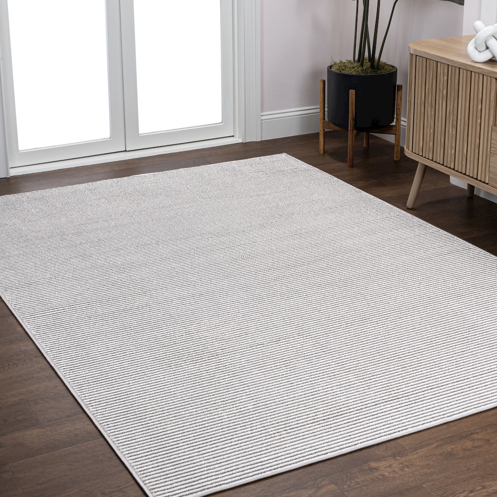 Cole Modern Minimalist Pinstripe High-Low Area Rug. Picture 2