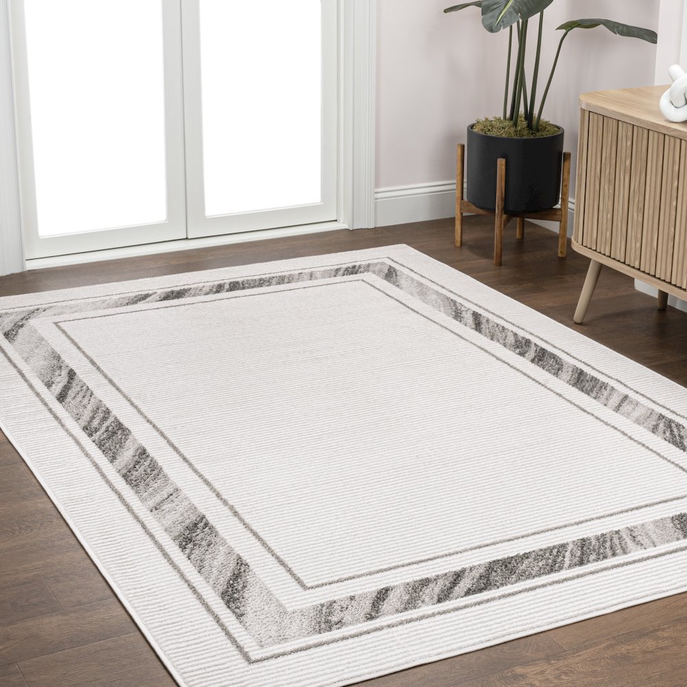 Athens Classic Border Marble Pattern High-Low Area Rug. Picture 2