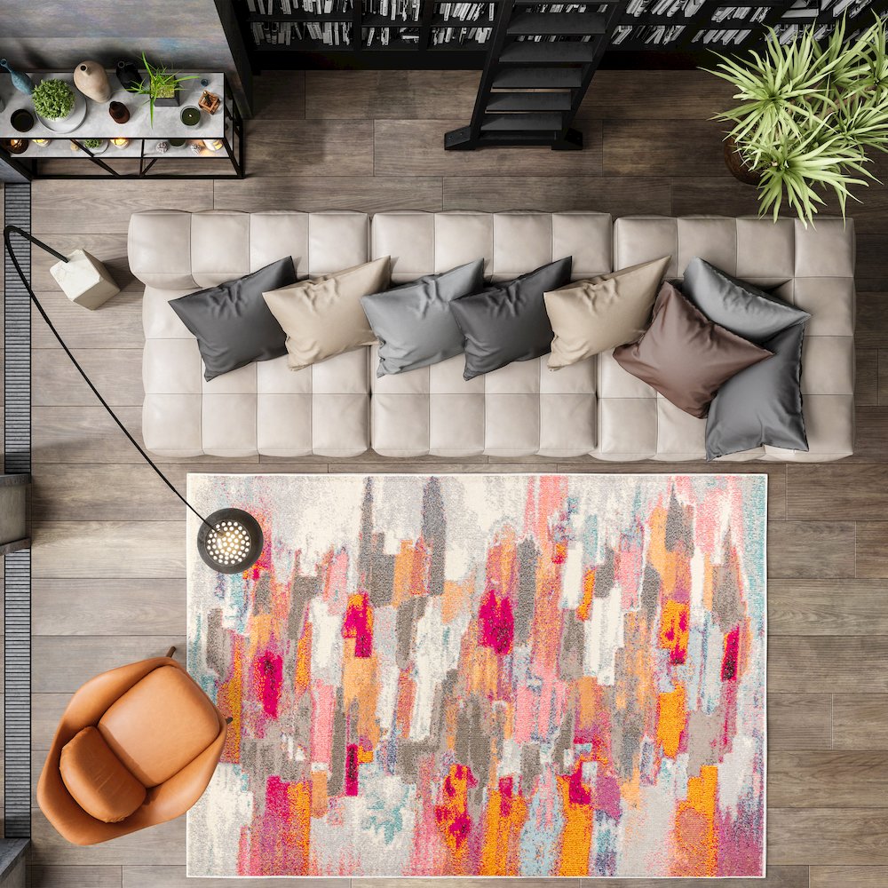 Contemporary Pop Modern Abstract Brushstroke Area Rug. Picture 5