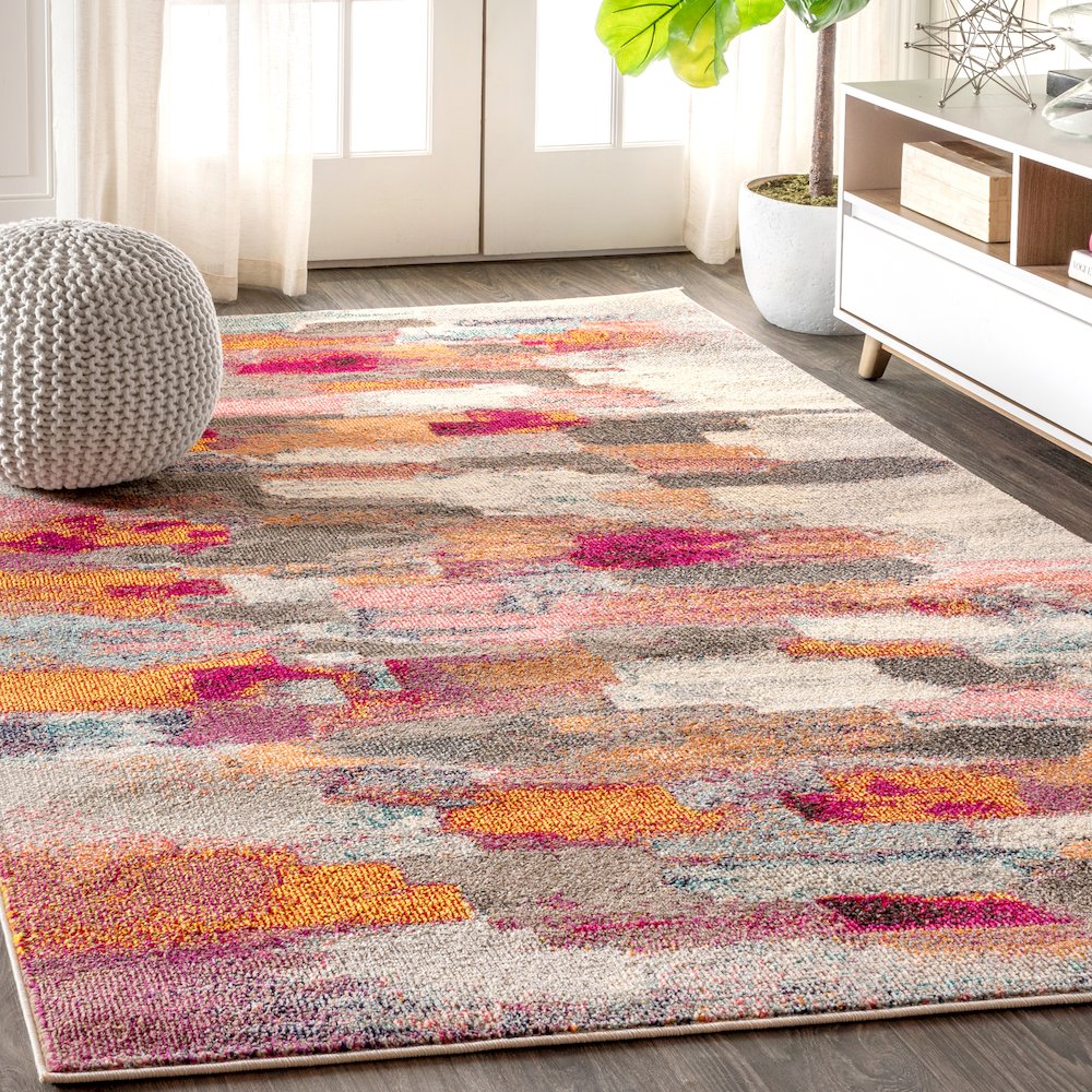Contemporary Pop Modern Abstract Brushstroke Area Rug. Picture 2