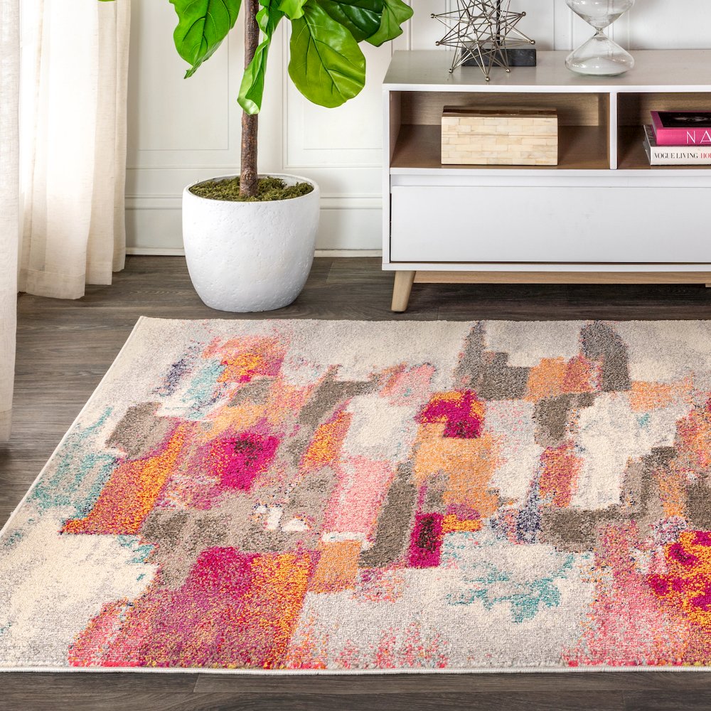 Contemporary Pop Modern Abstract Brushstroke Area Rug. Picture 3