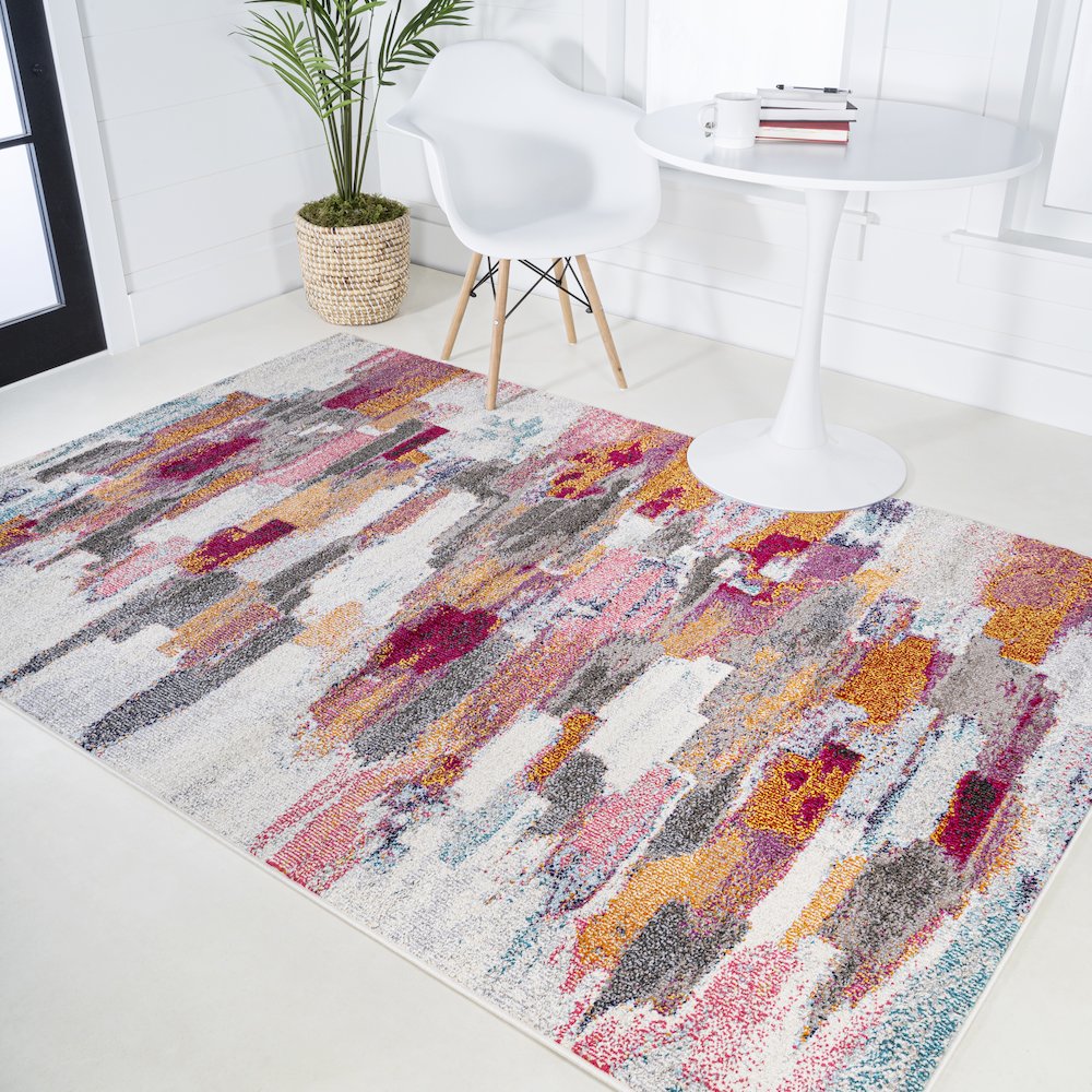 Contemporary Pop Modern Abstract Brushstroke Area Rug. Picture 4