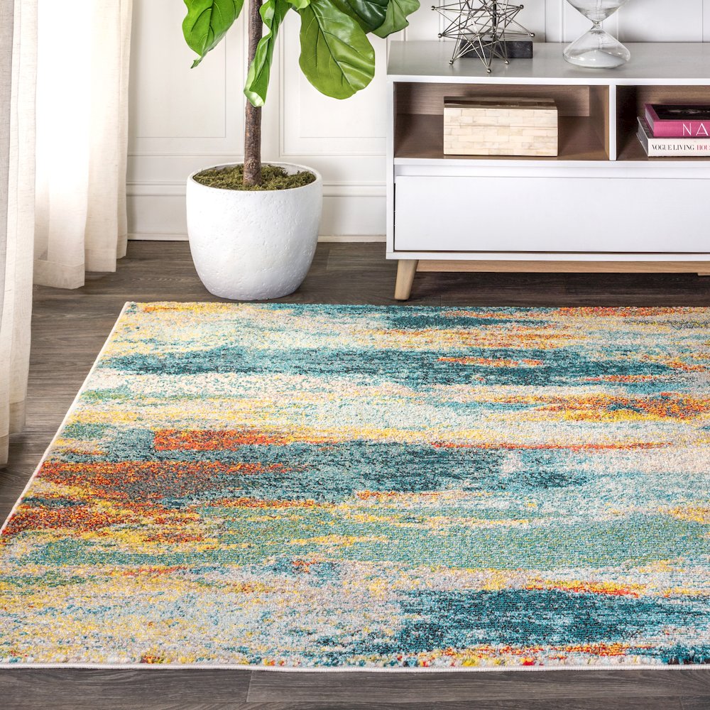 Contemporary Pop Modern Abstract Vintage Waterfall Area Rug. Picture 3