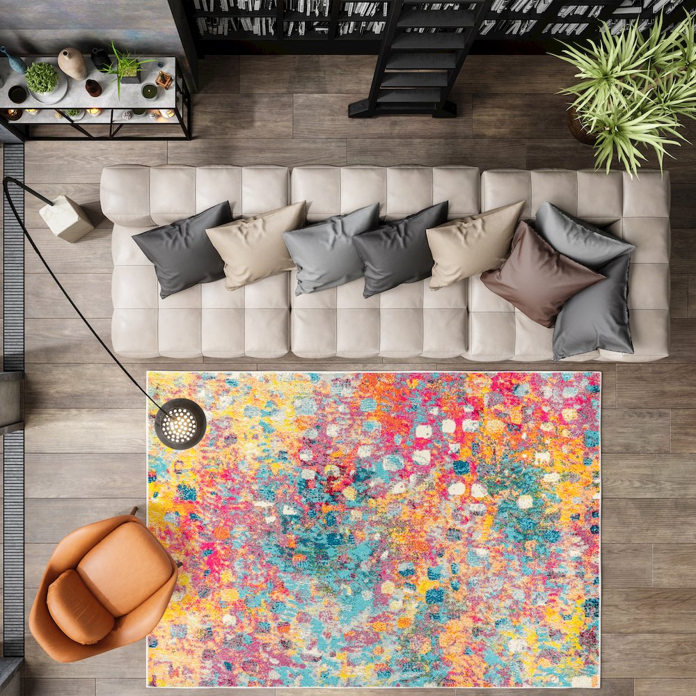 Inspired Contemporary Pop Modern Abstract Area Rug. Picture 4