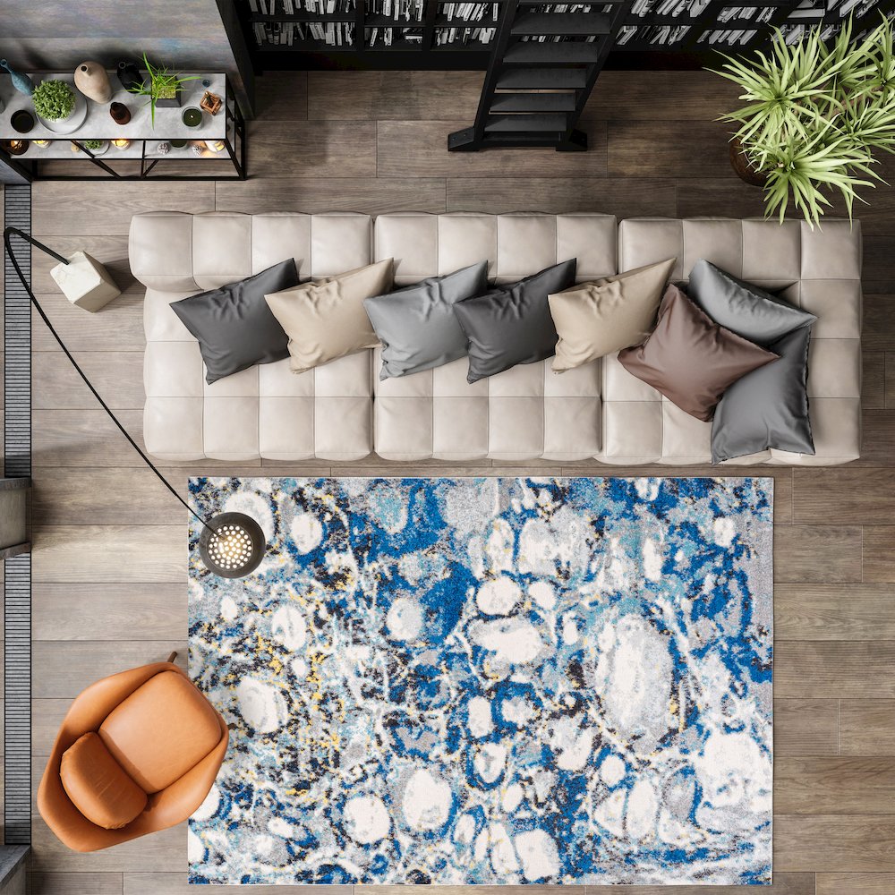 Pebble Marbled Abstract Area Rug. Picture 5