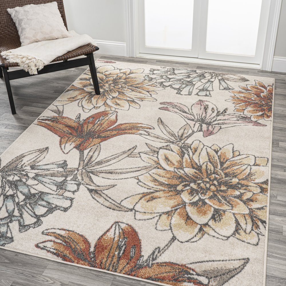 Giglio Modern Botanical Flower Area Rug. Picture 2
